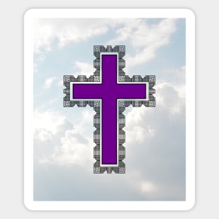 Christian Cross In The Sky (Purple) Sticker